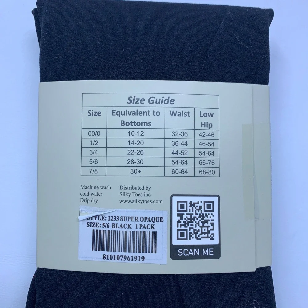 Silky Toes Womens 5/6 Black True Plus Super Opaque Tights 1233